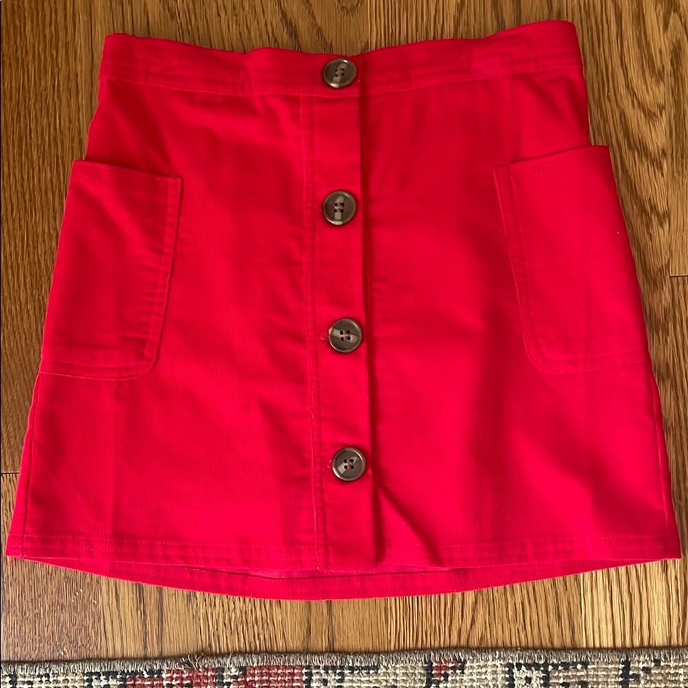 Little English Bright Red Button Skirt